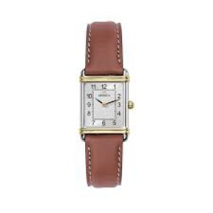 Michel Herbelin bicolor horloge " Art Deco Classique " zilverkleurige wijzerplaat met arabische cijferaanduiding, voorzien van lederen band - 214799