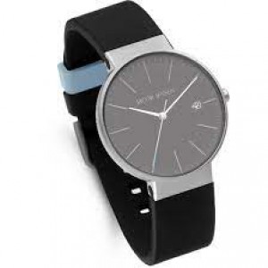Jacob Jensen horloge model 182 Timeless Nordic, grijze wijzerplaat + blauw accent + saffierglas en voorzien van rubberen band - 214753