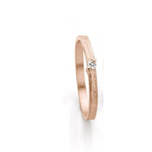 Ines Bouwen handgemaakte 18 karaats roségouden ring model 53_1 ca 2,1 mm breed en verfraaid met een briljant geslepen diamant 0.04 crt - 213165
