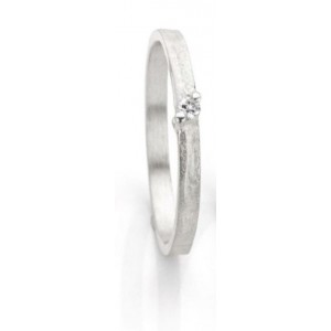 18 krt witgouden Ines Bouwen ring model 53_1, ca 2,1 mm breed en verfraaid met een 0.043 ct briljant geslepen diamant - 213251