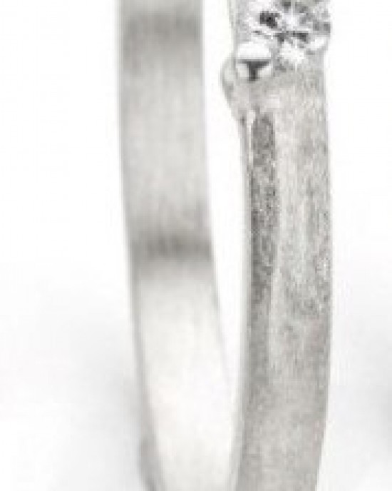 18 krt witgouden Ines Bouwen ring model 53_1, ca 2,1 mm breed en verfraaid met een 0.043 ct briljant geslepen diamant - 213251