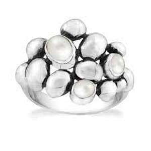 zilveren fantasie rabinovich ring " Pebble " verfraaid met parels - 213900