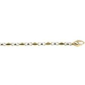 14 krt bicolor gouden fantasie Monzario armband , 19,5 cm - 209262