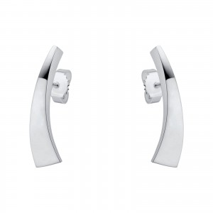 zilveren Nol oorstekers, handgesmeed, gebogen en verlopend model lengte 2,5 cm, model AG99806 - 214130