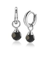 zilveren Zinzi creool hangers, kleine zwart gefacetteerd bolletje 6 mm, zich1749Z - 211785