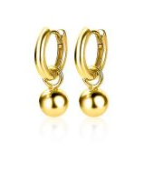 Zilveren Zinzi creoolhangers geheel geel verguld " ronde bol 6 mm " refnr : ZICH1930G - 211786