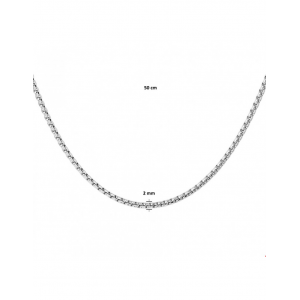zilveren rond collier venetiaanse schakel 2 mm dik gerhodineerd 50 cm, voorzien van een karabijnhaak - 209939