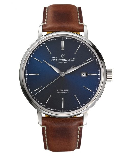 Fromanteel Automaat " Generations Pendulum Blue "  blauwe wijzerplaat voorzien van een Pendulum lederen band - 209859