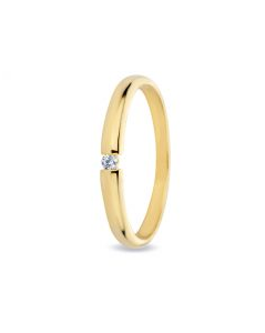 14 krt geelgouden Miss Spring solitair ring model Bibi met een 0.06 crt P/W briljant geslepen diamant - 209124