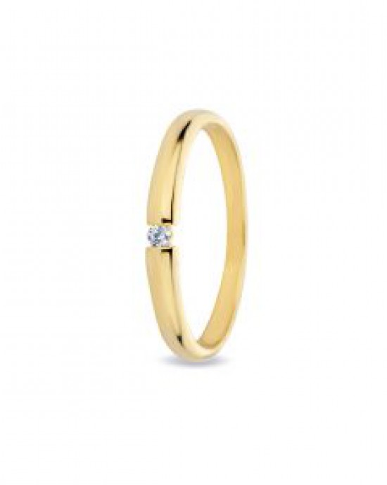 14 krt geelgouden Miss Spring solitair ring model Bibi met een 0.06 crt P/W briljant geslepen diamant - 209124