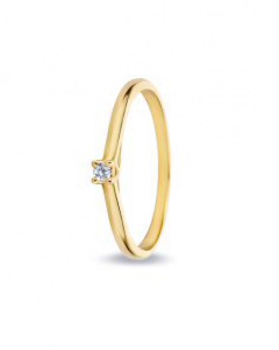 14 krt geelgouden Miss Spring solitairring model Noor met een 0.03 crt P/W briljant geslepen diamant - 209126