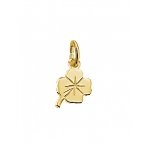 14 krt geelgouden hanger in de vorm van een mini-klavertje-4,  7,5 x 6 mm - 14333