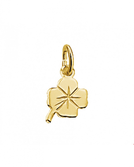 14 krt geelgouden hanger in de vorm van een mini-klavertje-4,  7,5 x 6 mm - 14333