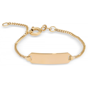 14 krt Geelgouden naamplaatarmbandje, stevig, glad/gourmetschakel 12 cm + 2 cm - 14541