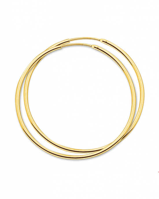 14 karaats geelgouden buiscreolen, 44 x 1,5 mm met scharnierend pennetje - 15801
