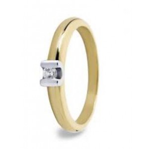 14 krt. gouden bi-colour R&C groeibriljant ring model 16 voorzien van een 0,03 crt briljant Si/R - 23890