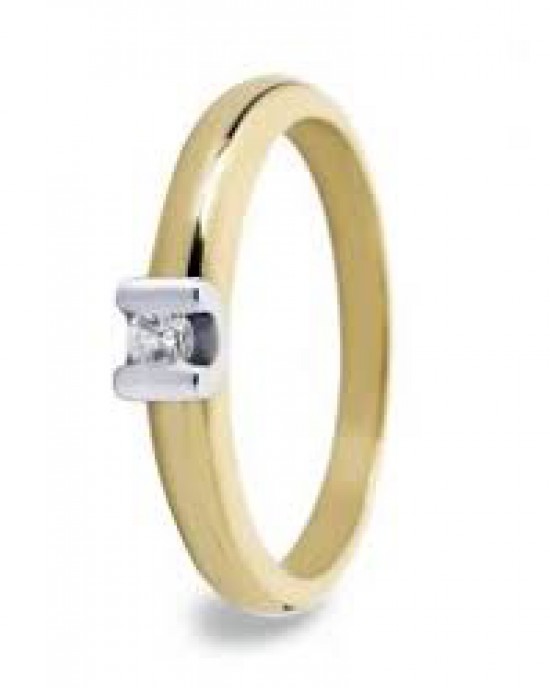 14 krt. gouden bi-colour R&C groeibriljant ring model 16 voorzien van een 0,03 crt briljant Si/R - 23890