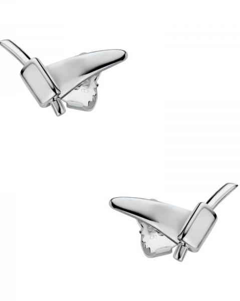 NOL handgesmede zilveren oorstekers, v-model, platte baan om staafje gekruld, AG96801-4 - 27161