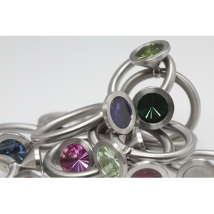 Swivel edelstalen ring, nr.10, met staal - 27153