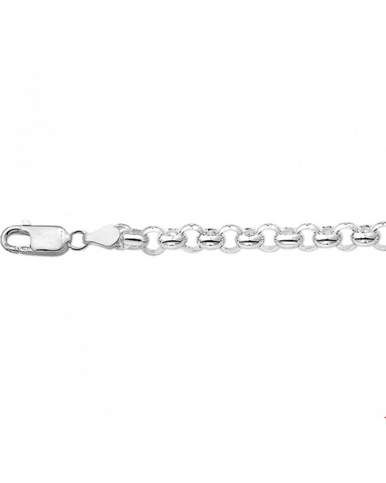 zilveren jasseron collier, 70 cm lengte en doorsnede van de schakels is ca 4,5 mm, voorzien van een karabijnhaak - 27716