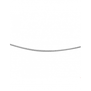 zilveren omega collier met afschroefbaar eindoog, gerhodineerd, lengte 45 cm x 1,2 mm, voorizen van een karabijnhaak - 33452