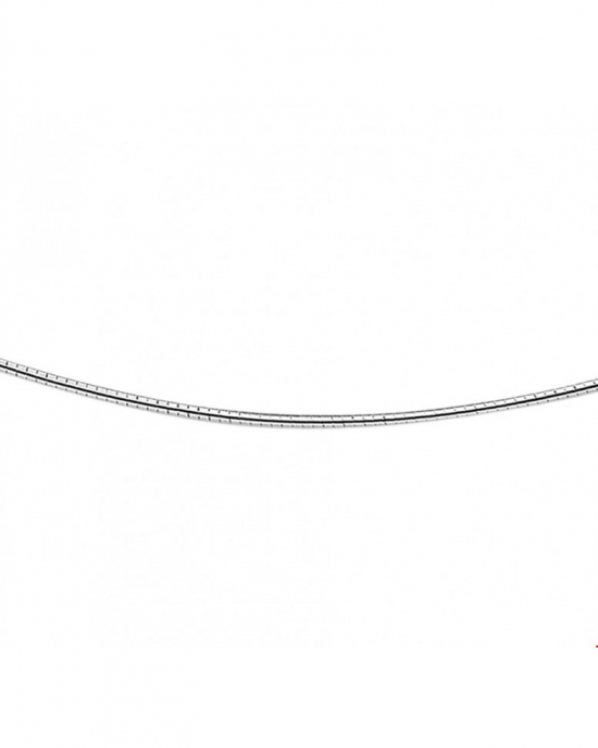 zilveren omega collier met afschroefbaar eindoog, gerhodineerd, lengte 45 cm x 1,2 mm, voorizen van een karabijnhaak - 33452