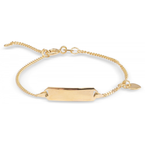 14 krt geelgouden plaatarmbandje met los hartje, 12-14 cm, recht plaatje, gourmet schakel 1,4 mm breed - 33997