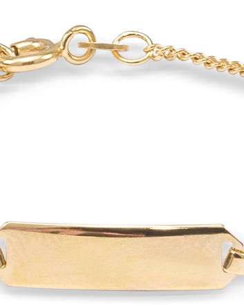 14 krt geelgouden plaatarmbandje met los hartje, 12-14 cm, recht plaatje, gourmet schakel 1,4 mm breed - 33997