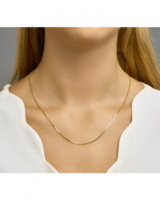 14 karaats geelgouden venetiaans collier , 50 cm lengte en 1 mm breed - 34630