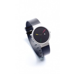Jacob Jensen horloge model 640 Large, titanium kast + saffier glas, zwart rubberen band - 35102
