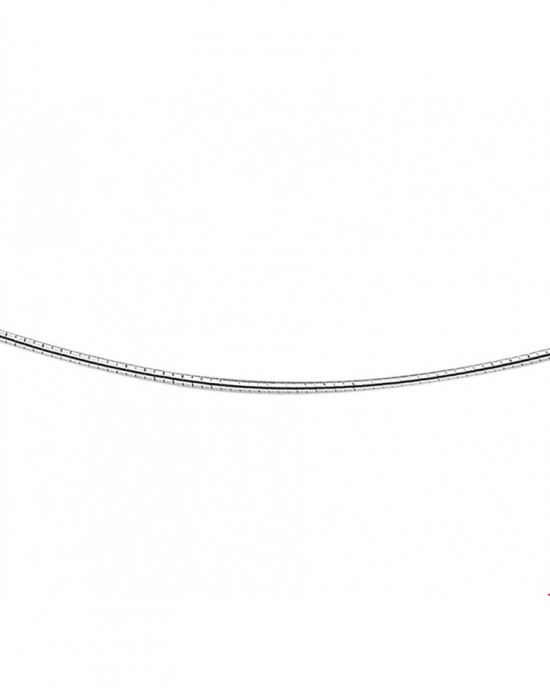 zilveren omega collier 1.2 mm dik met afschroefbaar eindoog, gerhodineerd, lengte 45 cm - 40163