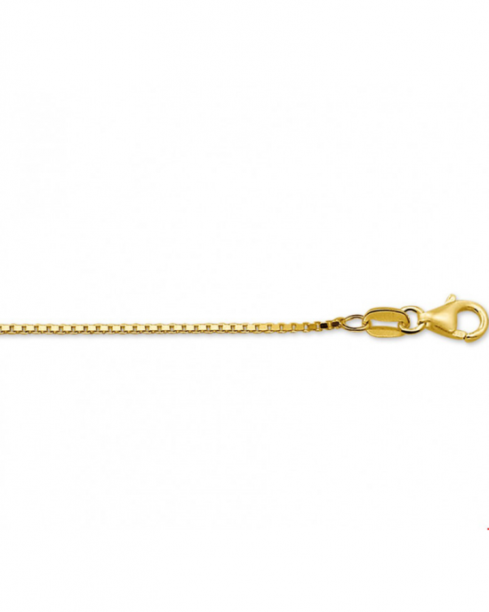 14 karaats geelgouden lengtecollier, 50 cm venetiaanse schakel met karabijnhaak, 1.3 mm - 200390