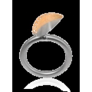 Een stalen Swivel ring, model Ad Arco, gecombineerd met 18 karaats goud met 10x 0.01 ct diamant, briljant geslepen en  pavé gezet. - 36616