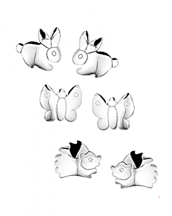 zilveren fantasie kinderoorstekers " diertjes " - 201190