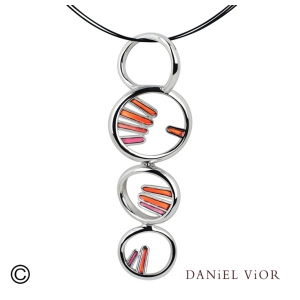 zilveren Daniel Vior fantasie hanger Palma met rood emaille - 201286