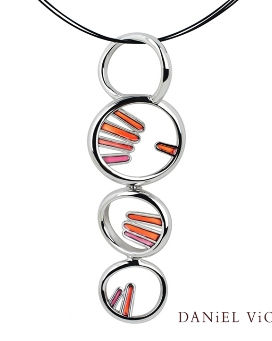 zilveren Daniel Vior fantasie hanger Palma met rood emaille - 201286
