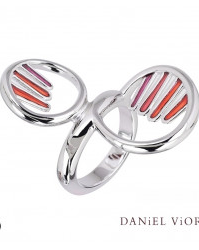 zilveren Daniel Vior fantasie ring Palma met rood emaille - 201289