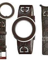 Gucci zwarte lederen band en bijpassende Lunette " U-play Kit MD " - 201348