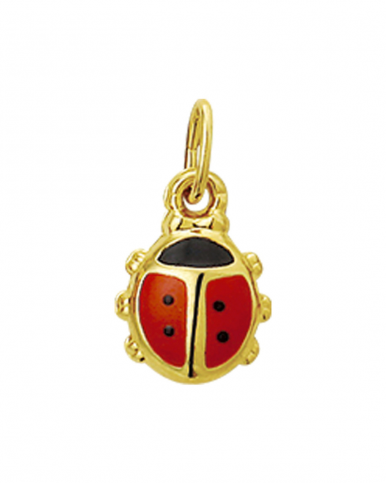 14 karaats geelgouden bedeltje met emaille in de vorm van een lieveheerbeestje - 201961