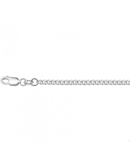 Zilveren gourmetschakel lengte collier van 60 cm, 2.6 mm breed, massief uitgevoerd, voorzien van een rechte karabijnhaak - 301288