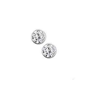 gerhodineerd zilveren oorstekers 3.5 mm zirkonia in gladde zetting - 301316