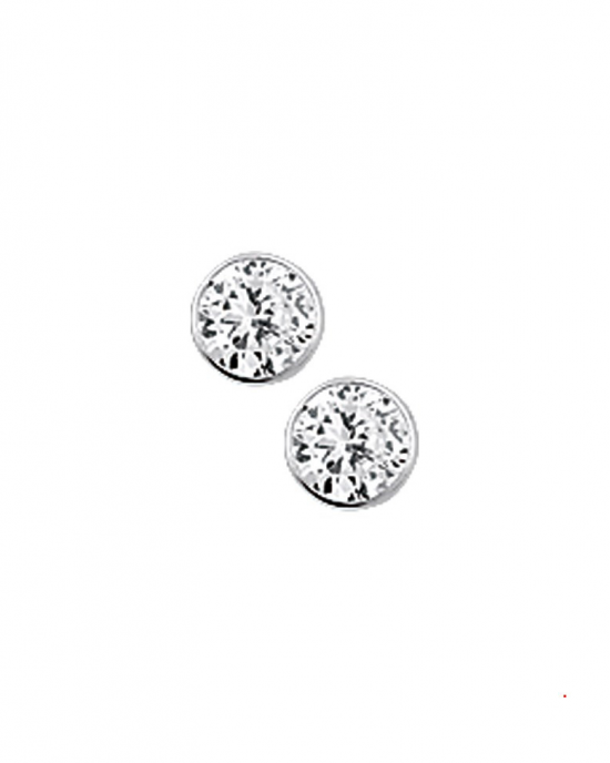 gerhodineerd zilveren oorstekers 3.5 mm zirkonia in gladde zetting - 301316