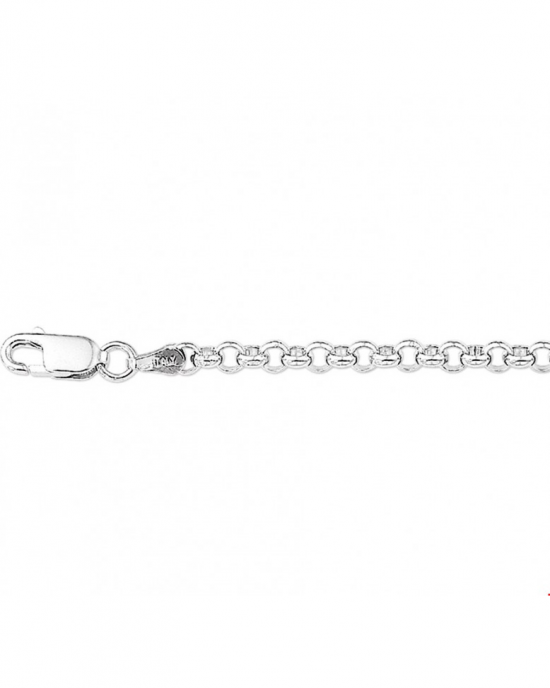gerhodineerd zilveren jasseron lengte collier, 60 cm lengte en 3,6 mm doorsnede - 301498
