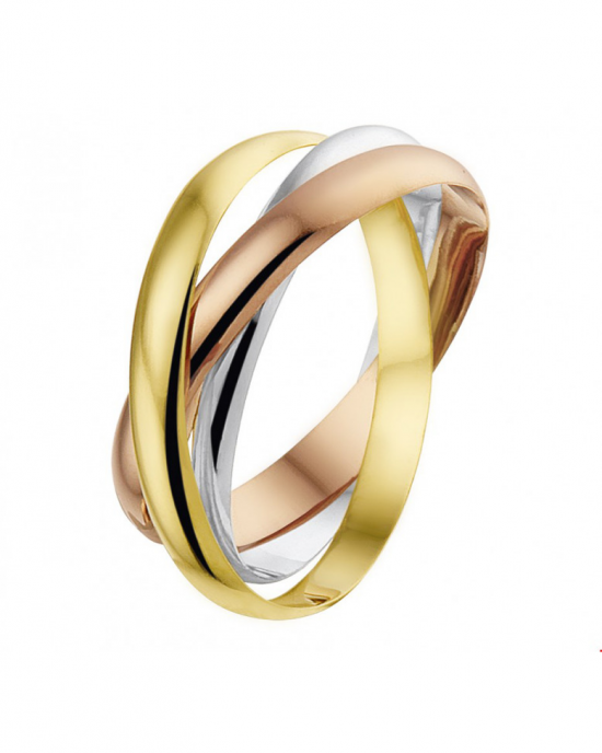 tri-colour gouden ring, cartier model trois-anneaux - 302305