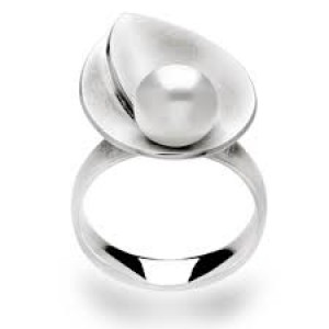 bastian Zilveren ring, gematteerd, cultivé parel - 301774