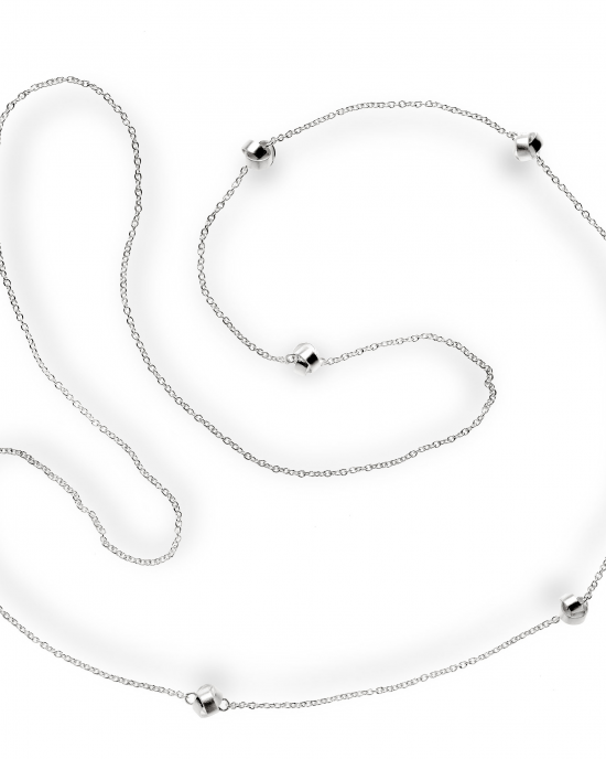 bastian Zilveren collier, gematteerde knoopjes 80 cm - 301764