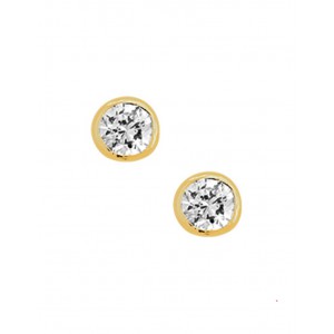 zilver geel vergulde zirconia oorstekers 4 mm geen garantie op plating - 202771