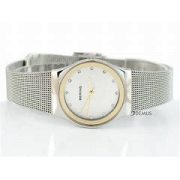 Bering bicolor horloge, 27 mm kast, met milanaise band met swarovski kristallen op wijzerplaat, refnr 12927-010 - 202953