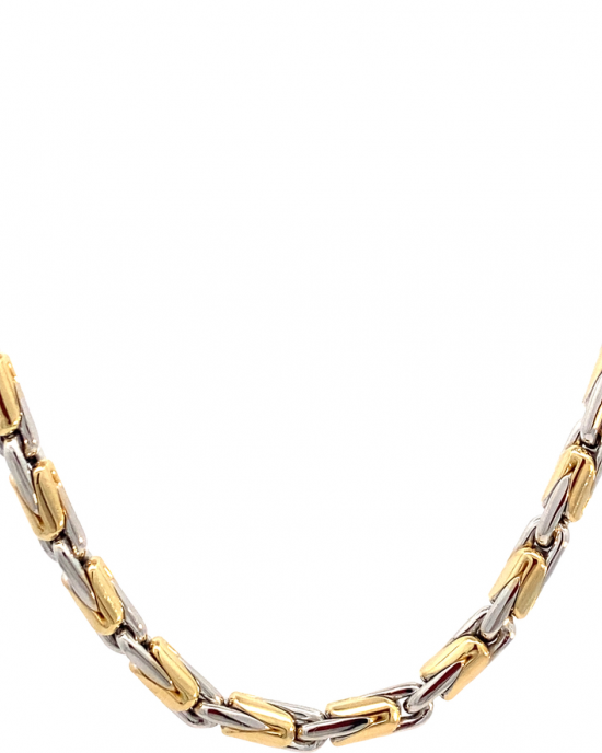 14 Karaats bicolor gouden Monzario fantasieschakelcollier 45 cm - 203587