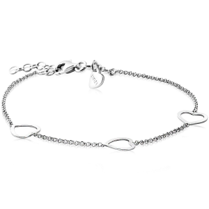 Zinzi armband, zilver gerhodineerd met drie hartjes, ZIA1188 - 204033